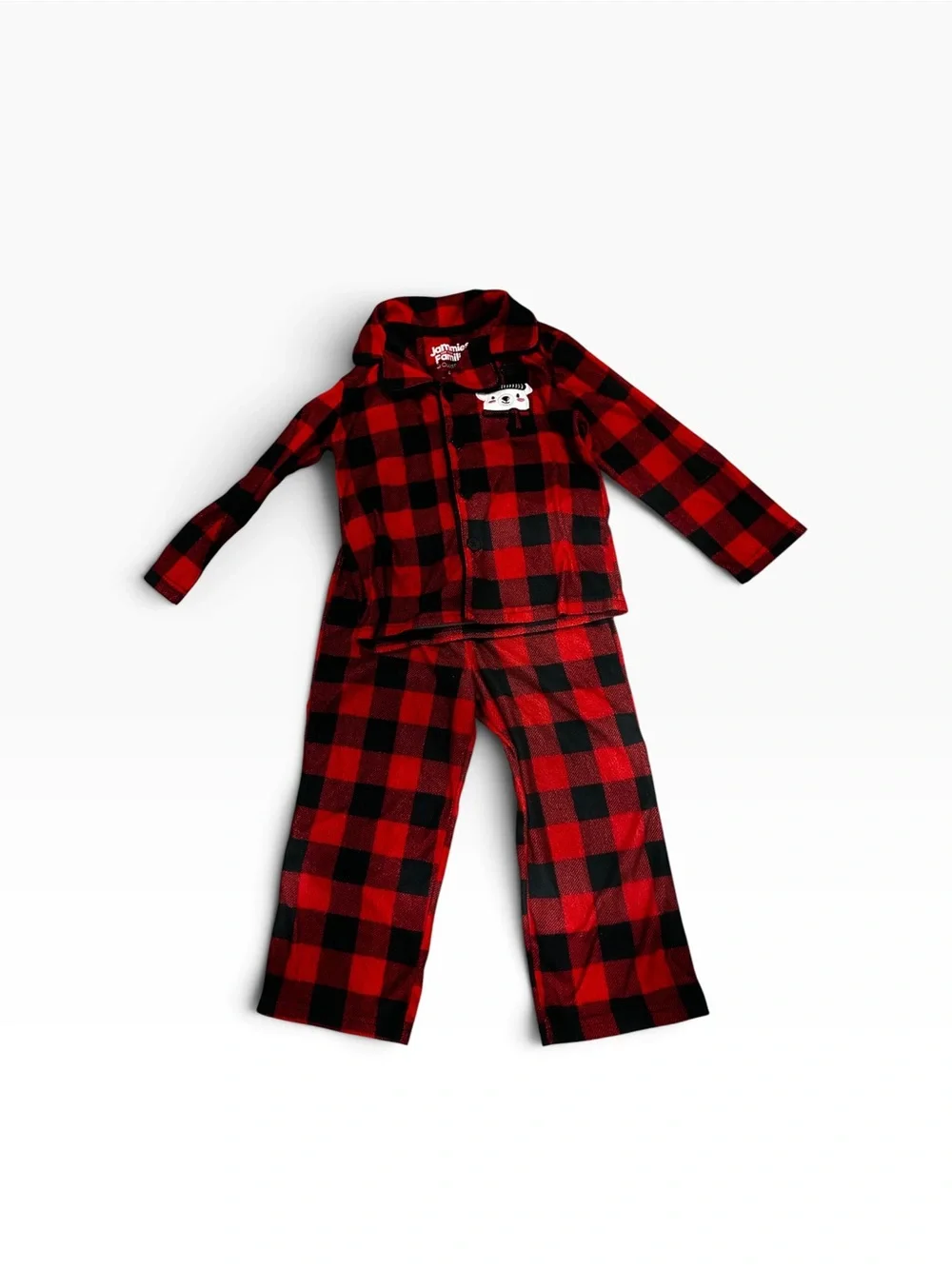 Cuddl Duds Red and Black Plaid Fleece Kids Pajama Set
